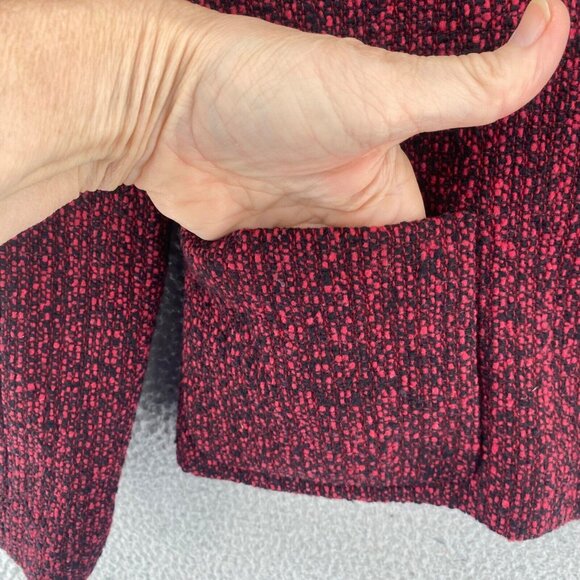 LOFT Blazer Womens 6 Red Black Wool Blend Button Up Pockets Office Career Work - Picture 5 of 10